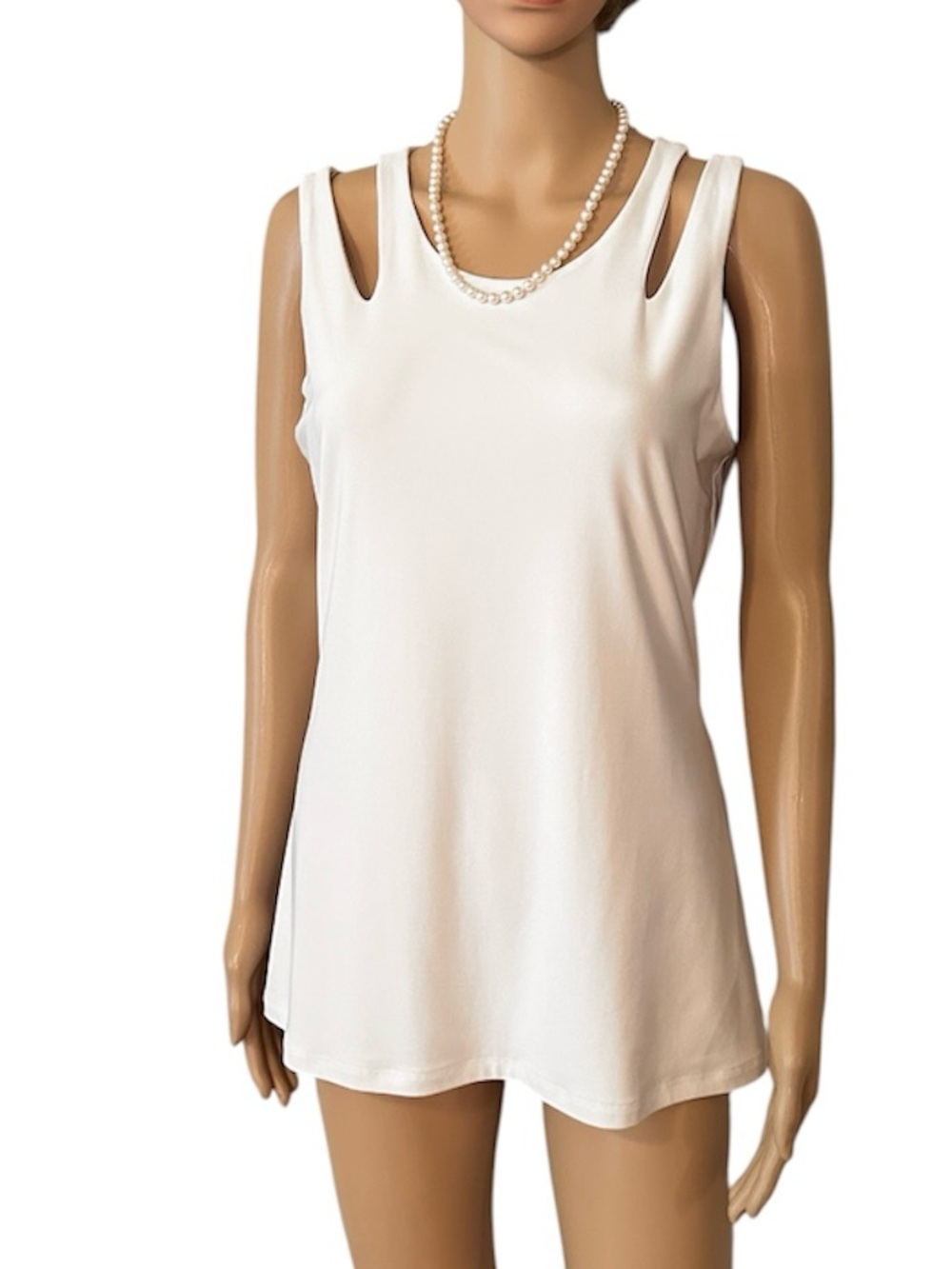 Joseph Ribkoff Women’s Size 12 Stretchy Solid White Double Strap Tank Top